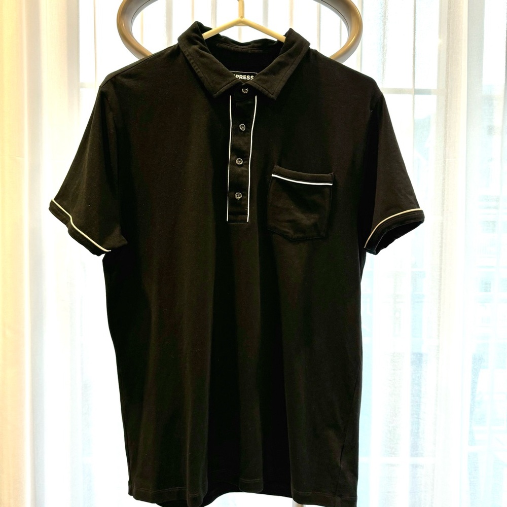 Black Polo with White Details